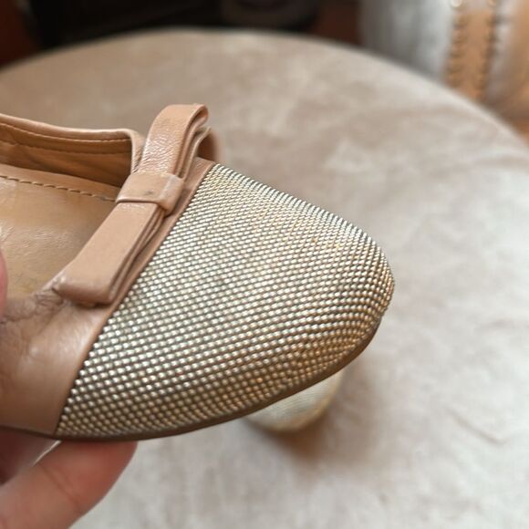 Franco Sarto Leather Metal Bead Toe Ballerina Flats Sz 8 - Picture 3 of 7